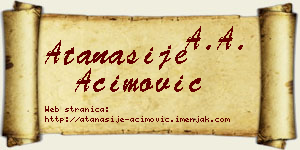Atanasije Aćimović vizit kartica